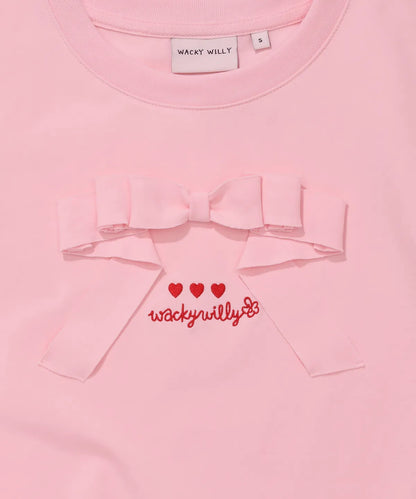 [Aespa Giselle Worn] Wacky Willy [LO.FL] - Women's Ribbon Short Sleeve T-shirt