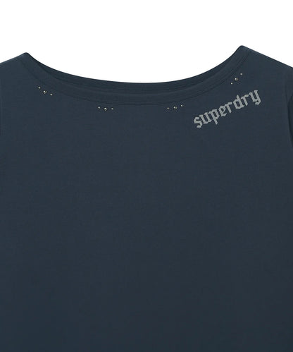 [Illit Pick] SUPERDRY Women's Stud T-Shirt Navy