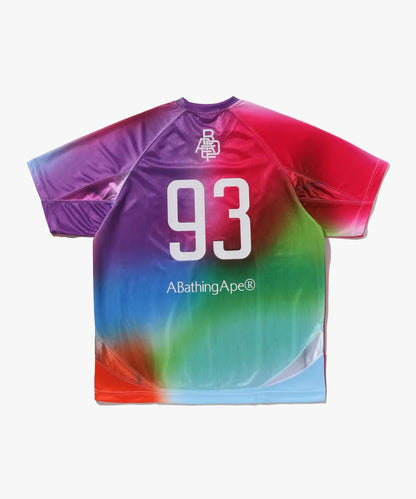 [Ateez San X BAPE] Tie-Dye Star Stripe Pattern Relaxed Fit Football Jersey T-Shirt (M)