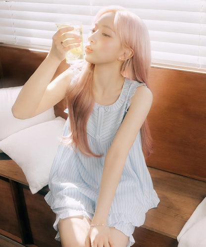 Nmixx Haewon X Dossy 26SS Silk Fit Ripple Sleeveless Pajama Set