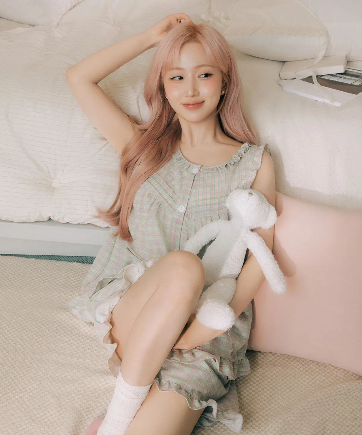 Nmixx Haewon X Dossy 26SS Cottonlike Pooky Sleeveless Pajama Set (Lime)