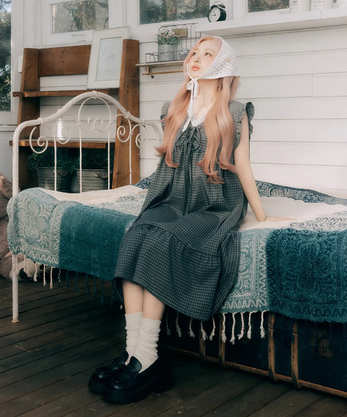 Nmixx Haewon X Dossy 26SS Silk-fit Dust Sleeveless Pajama Dress (Charcoal)