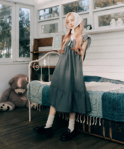 Nmixx Haewon X Dossy 26SS Silk-fit Dust Sleeveless Pajama Dress (Charcoal)