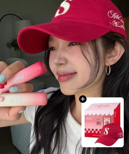 ATHE X SATUR Lip Glowy Balm New Color Duo & Ball Cap Special Set (SATUR Collaboration Ball Cap & Packaging Box Included)