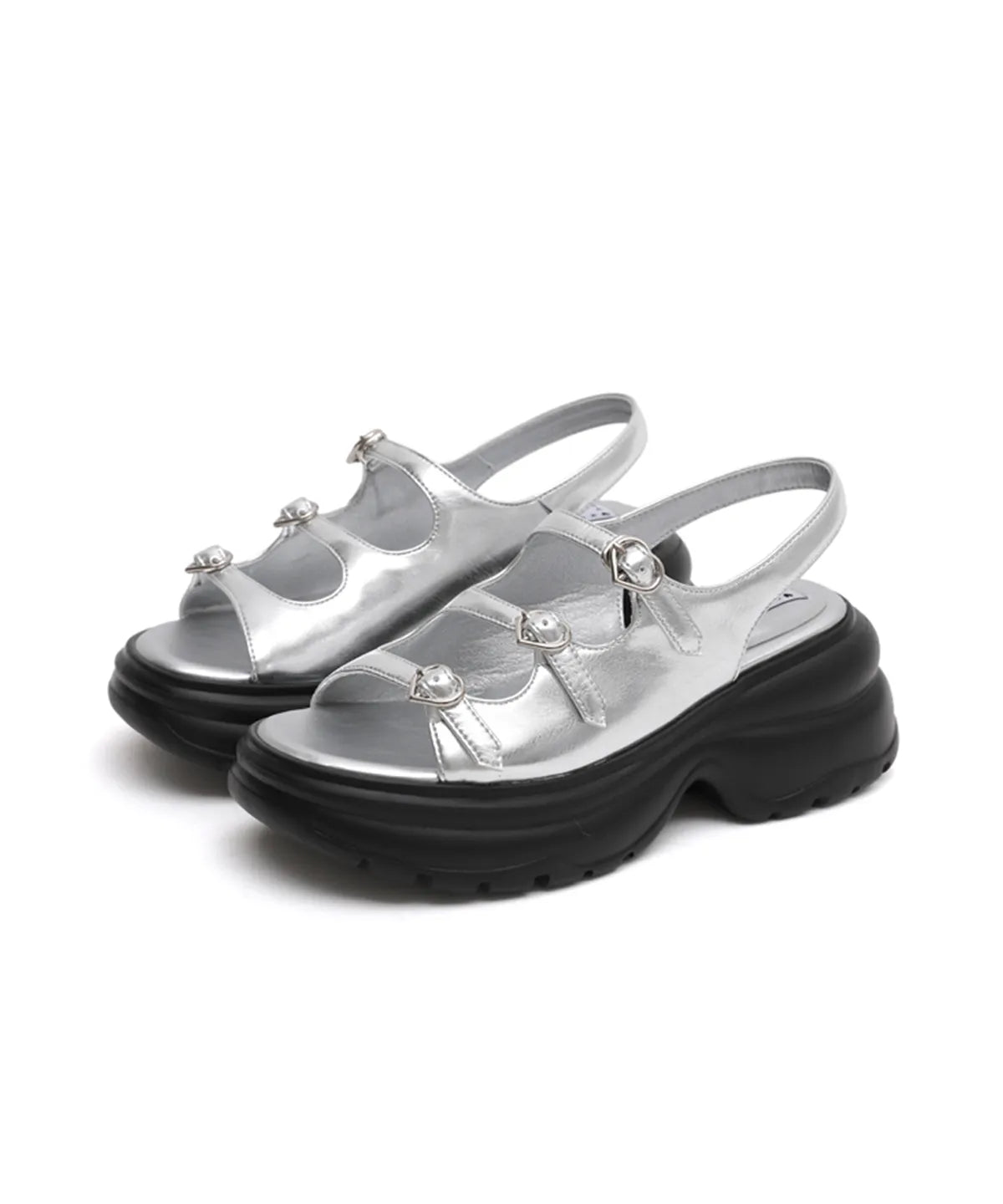 [StayC X Macmoc] Glitz Platform Heart-Decorated Sandals (7cm)