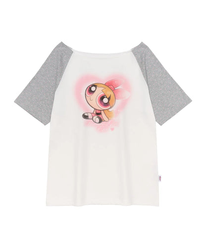 Ames Worldwide X PowerPuff Girls Heart Raglan Off Shoulder Tee