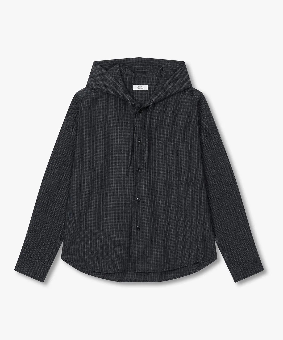 [Ateez Wooyoung Pick] STUDIO TOMBOY Small Hoodie Check Shirt _Black
