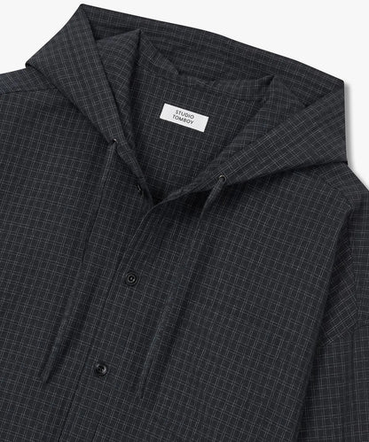 [Ateez Wooyoung Pick] STUDIO TOMBOY Small Hoodie Check Shirt _Black