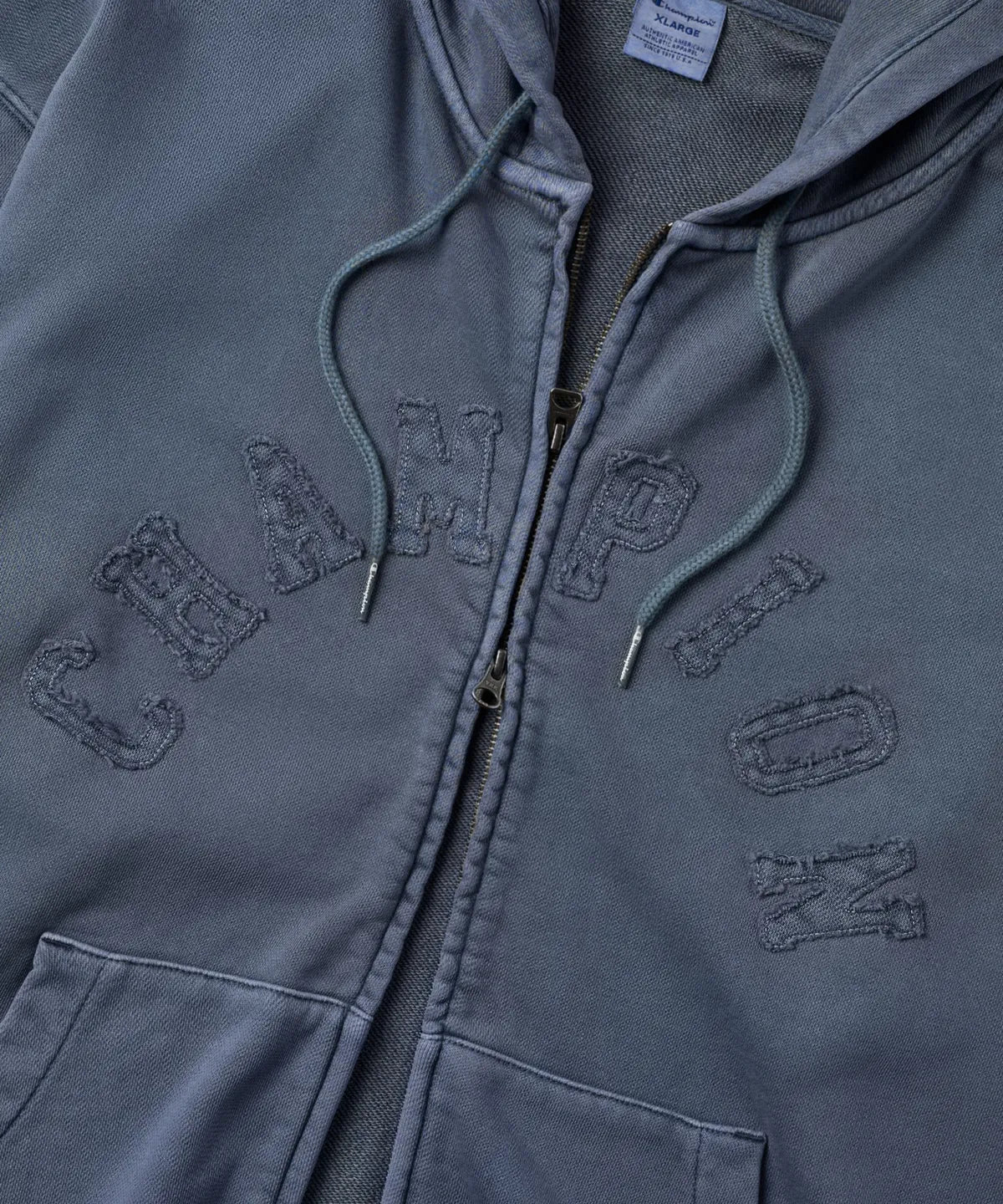BTS V TAEHYUNG x CHAMPION Arch Logo Loose Fit Applique Dyed Zip-Up Hoodie