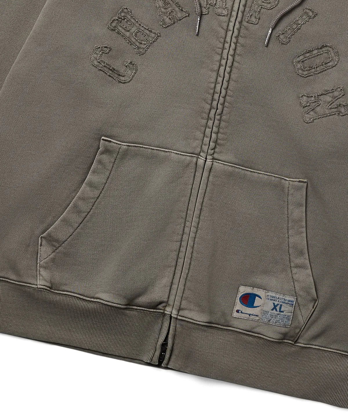 BTS V TAEHYUNG x CHAMPION Arch Logo Loose Fit Applique Dyed Zip-Up Hoodie