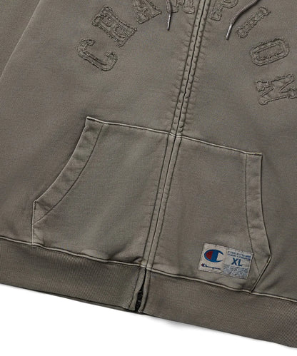 BTS V TAEHYUNG x CHAMPION Arch Logo Loose Fit Applique Dyed Zip-Up Hoodie