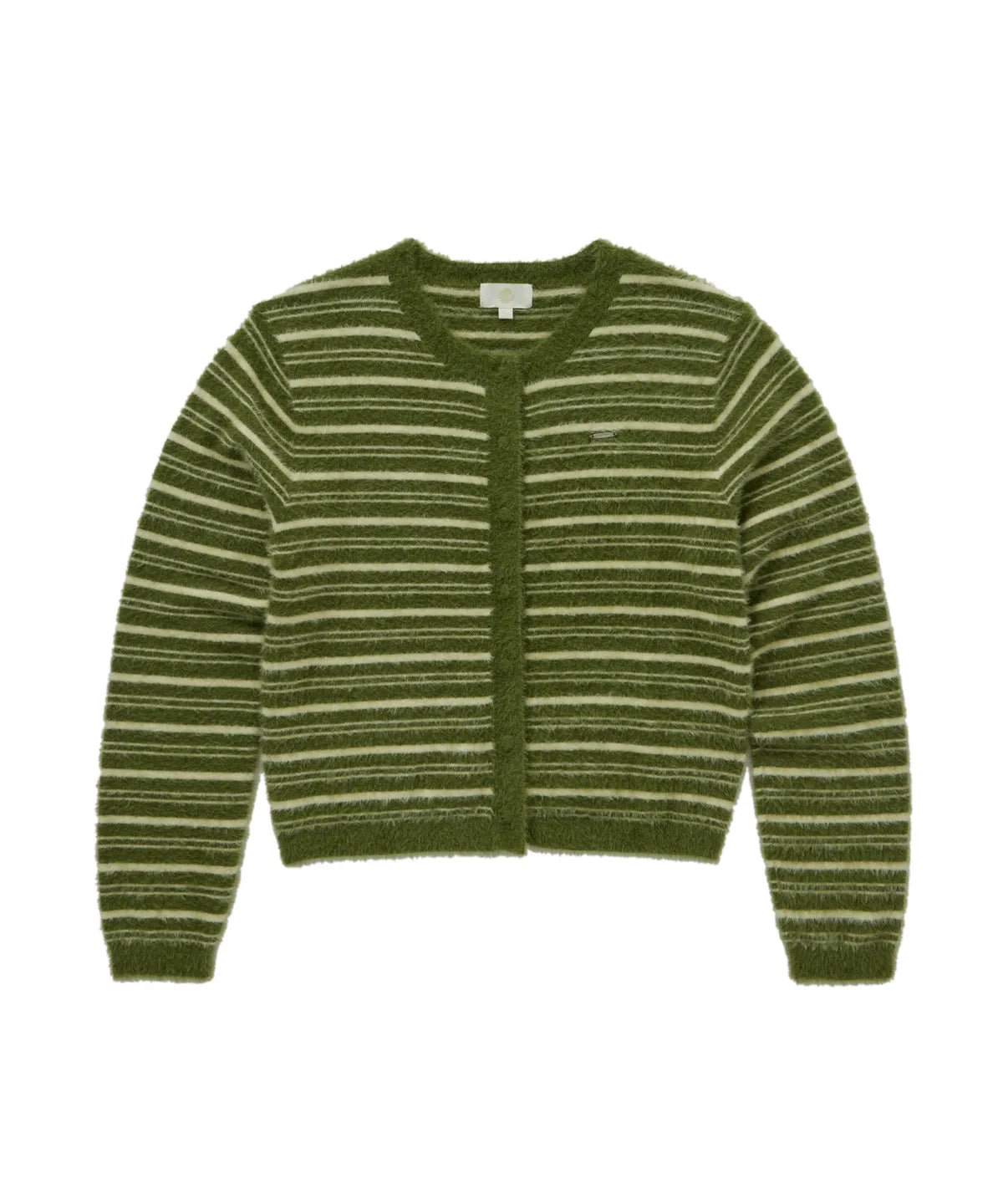 [Twice Sana Pick] 26FW COVERNAT WOMAN Woman Striped Hairy Cardigan Olive