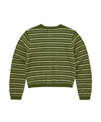 [Twice Sana Pick] 26FW COVERNAT WOMAN Woman Striped Hairy Cardigan Olive