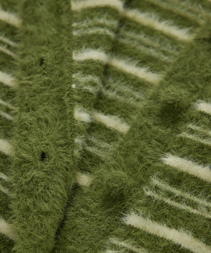 [Twice Sana Pick] 26FW COVERNAT WOMAN Woman Striped Hairy Cardigan Olive