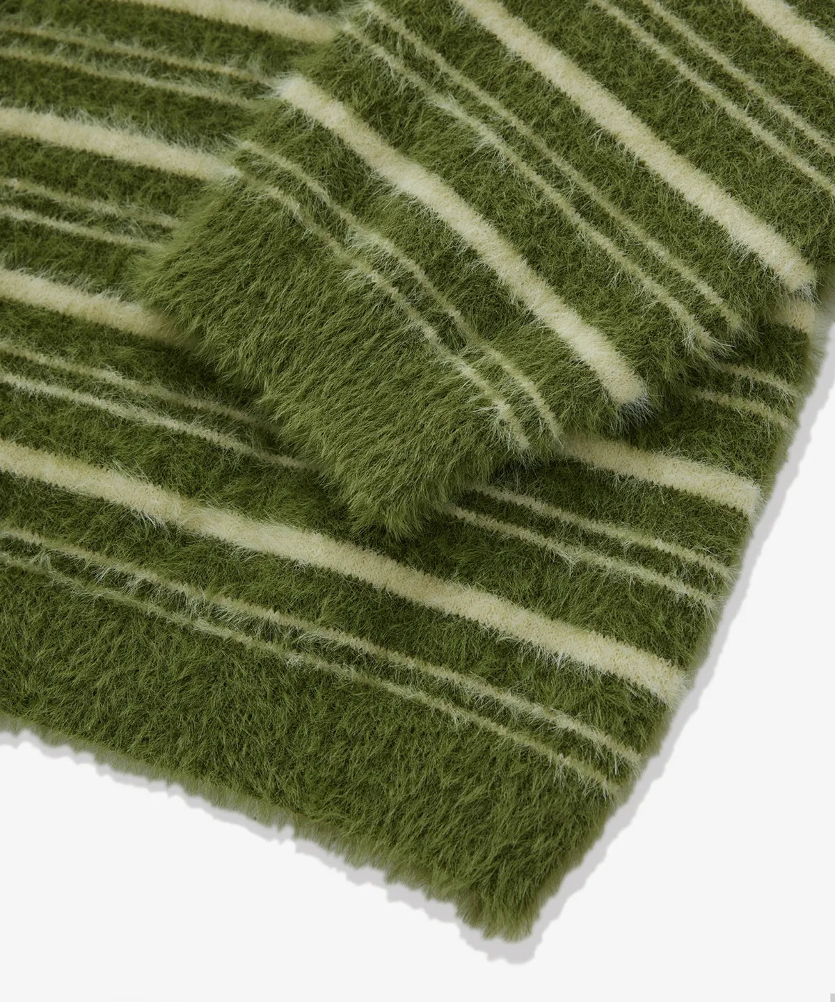 [Twice Sana Pick] 26FW COVERNAT WOMAN Woman Striped Hairy Cardigan Olive