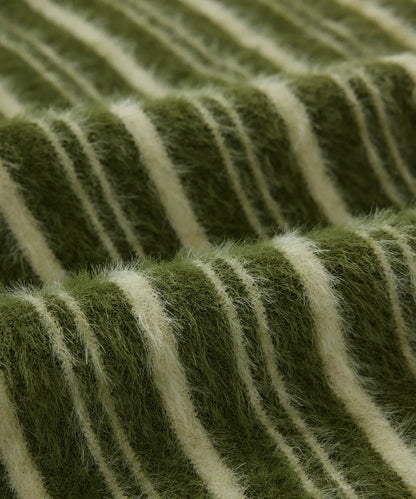 [Twice Sana Pick] 26FW COVERNAT WOMAN Woman Striped Hairy Cardigan Olive