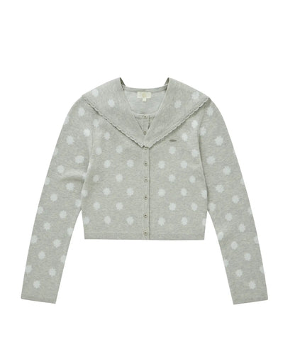 [Twice Sana Pick] 26FW COVERNAT WOMAN Dot Scarf Cardigan Light Gray