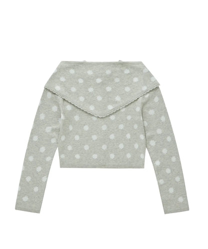[Twice Sana Pick] 26FW COVERNAT WOMAN Dot Scarf Cardigan Light Gray