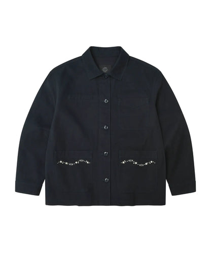 [Twice Sana Pick] 26FW COVERNAT WOMAN Cotton Embroidered Work Jacket Dark Navy