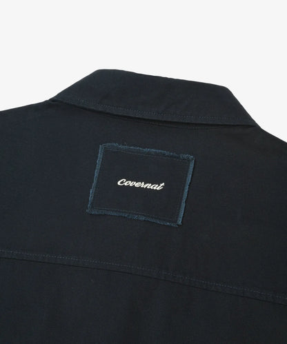 [Twice Sana Pick] 26FW COVERNAT WOMAN Cotton Embroidered Work Jacket Dark Navy