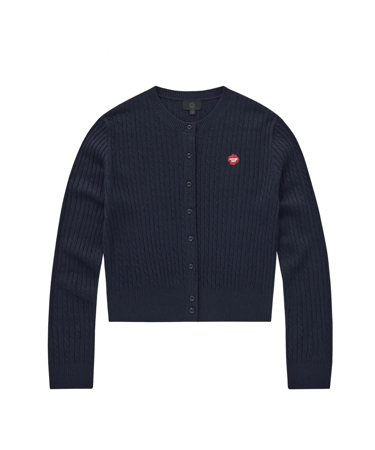 [Twice Sana Pick] 26FW COVERNAT WOMAN Clover Heart Cable Cardigan Navy