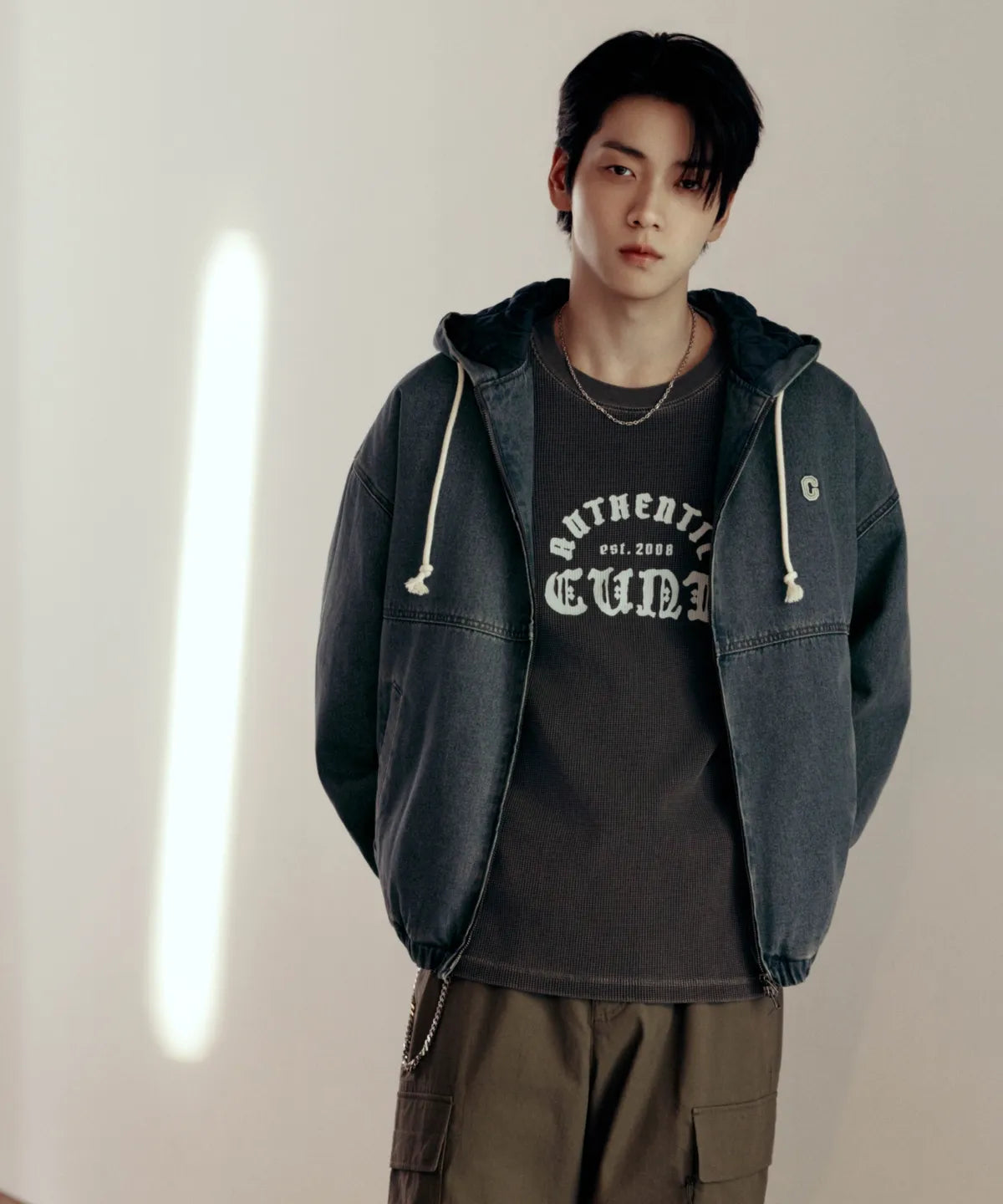 [TXT Soobin Worn] 26FW COVERNAT Ringspun C Logo Denim Hooded Jacket