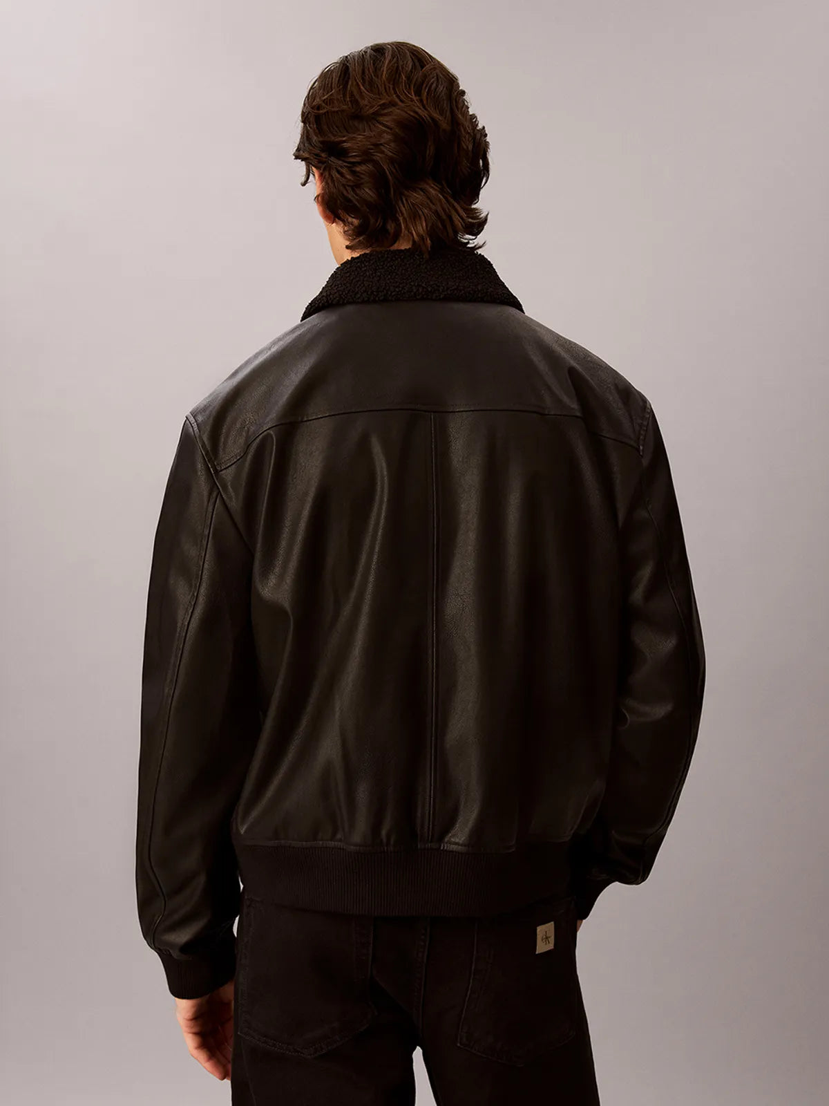 [BTS Jungkook Pick] CALVIN KLEIN Faux Leather Sherpa Bomber Jacket