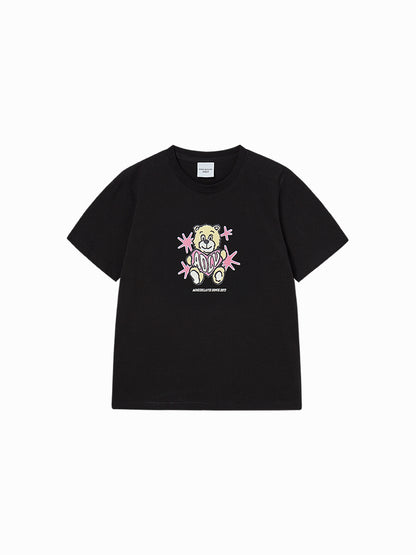 Yena x Adlv AC Bear Heart  Short  Sleeve T-Shirt