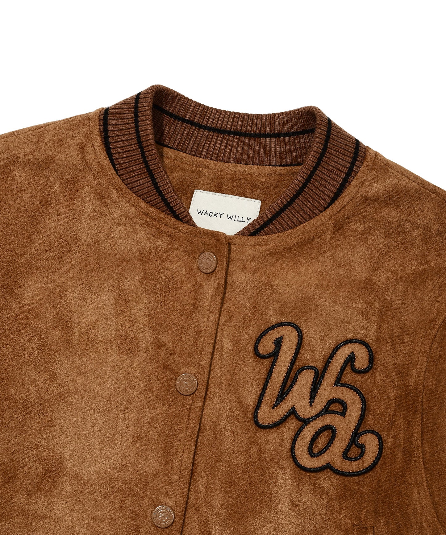 [Aespa Giselle's Wear] WACKY WILLY Women's Suede Varsity Jacket Brown