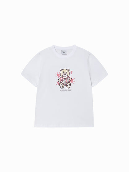 Yena x Adlv AC Bear Heart  Short  Sleeve T-Shirt