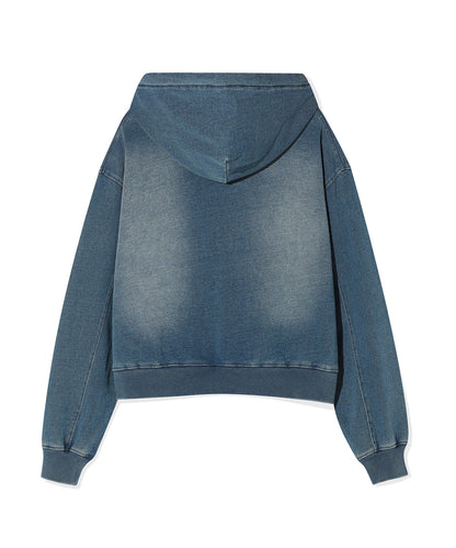[Aespa Giselle's Wear] WACKY WILLY Women's Denim Washed Crop Hooded Zip-Up / Cargo Pants