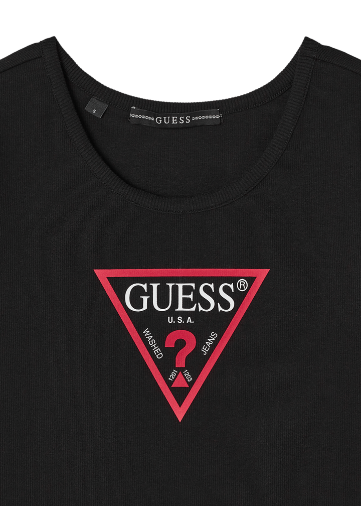 [BAE SUZY WORN] GUESS - Women's Original Triangle Ribbed Short Sleeve T-shirt