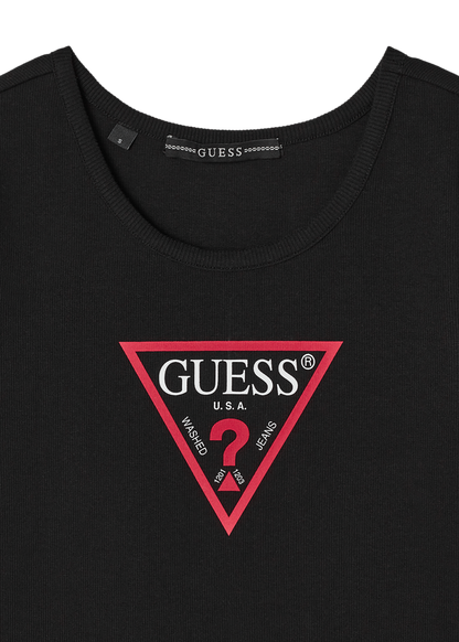 [BAE SUZY WORN] GUESS - Women's Original Triangle Ribbed Short Sleeve T-shirt