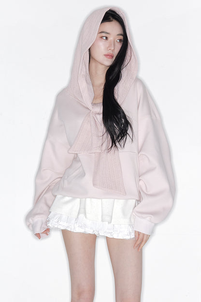 THETIS - TWO-WAY RIBBON OFF SHOULDER HOODIE (SPRING VER.)