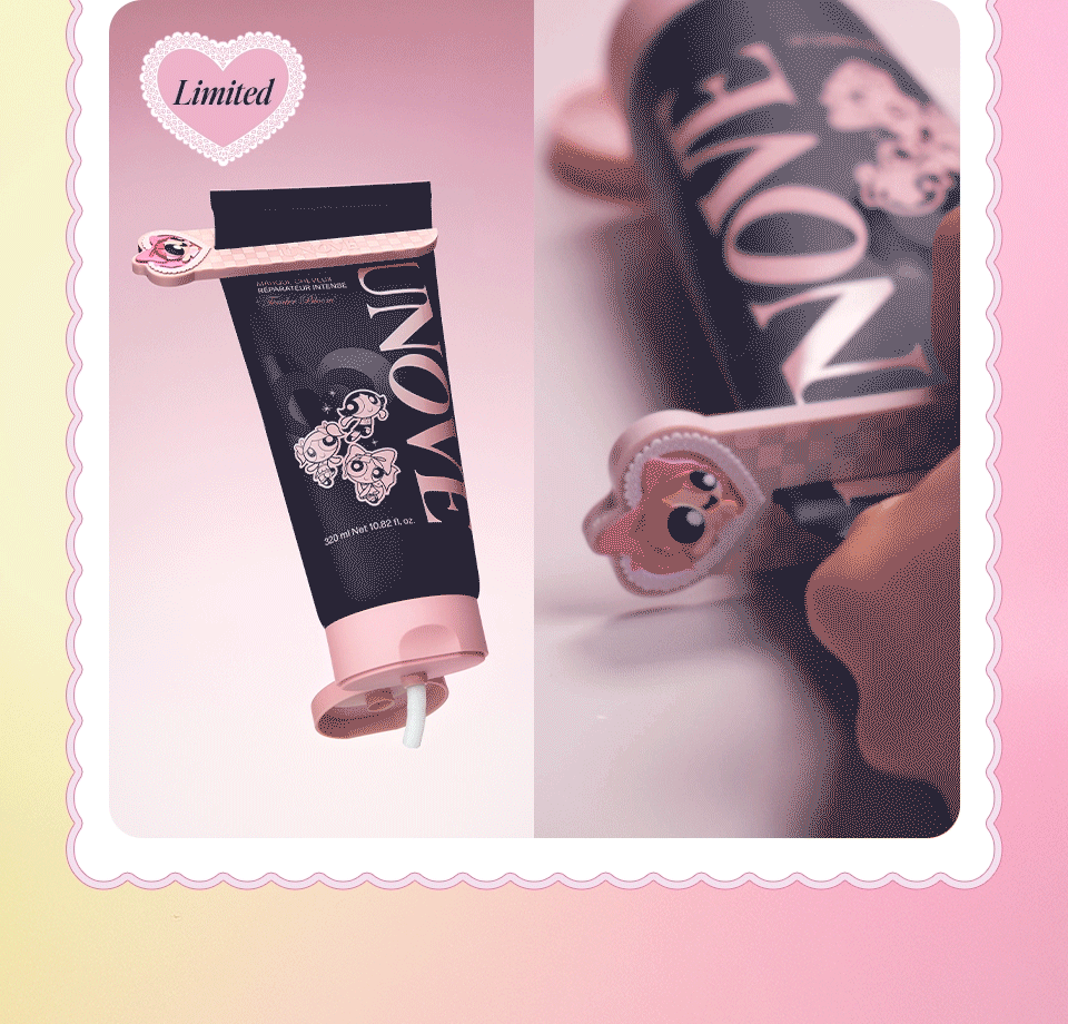 [Powerpuff Girls X UNOVE] Deep Damage Repair Hair Mask Tender Bloom 320ml Double Set with Gift (+ Squeezer)