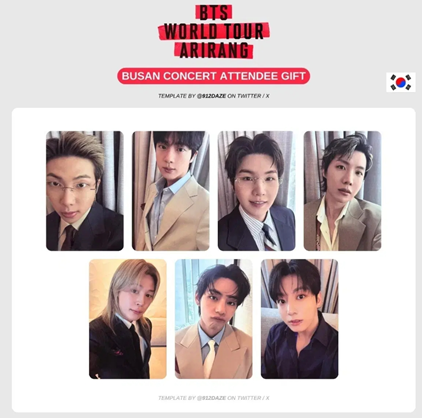 BTS WORLD TOUR ARIRANG - BUSAN CONCERT ATTENDEE GIFT SET
