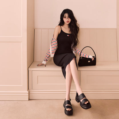 [Ive wonyoung Worn] Tommy Jeans Sashi Leather Platform Sandals