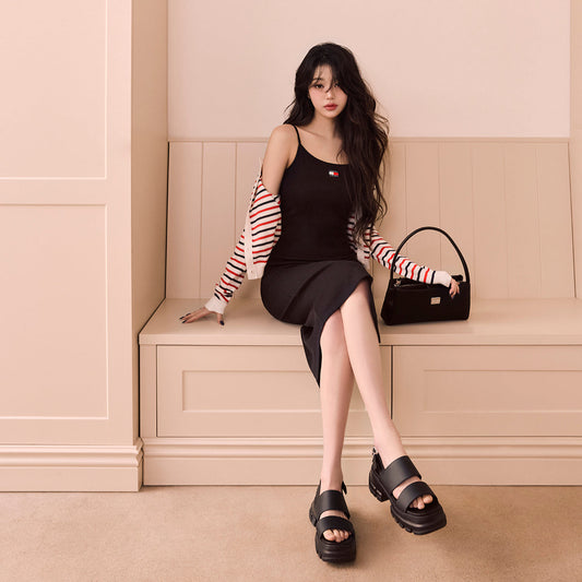 [Ive wonyoung Worn] Tommy Jeans Sashi Leather Platform Sandals