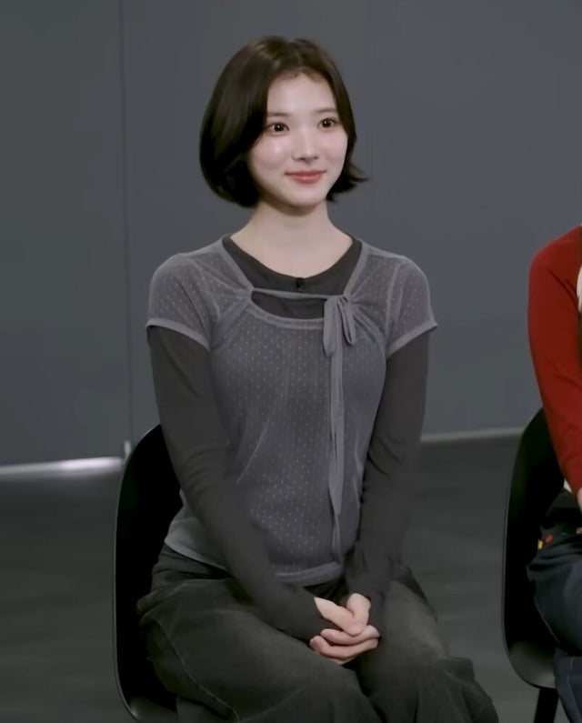 [Hearts2Hearts' Jiwoo Worn] Fancy Club 3-WAY Dot Layered Long Sleeve