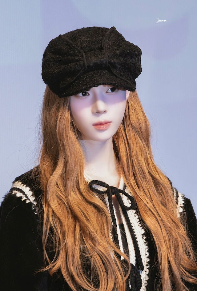 [Aespa Winter Worn] Awesome Needs Bellboy Cap Ribbon_Wool Black
