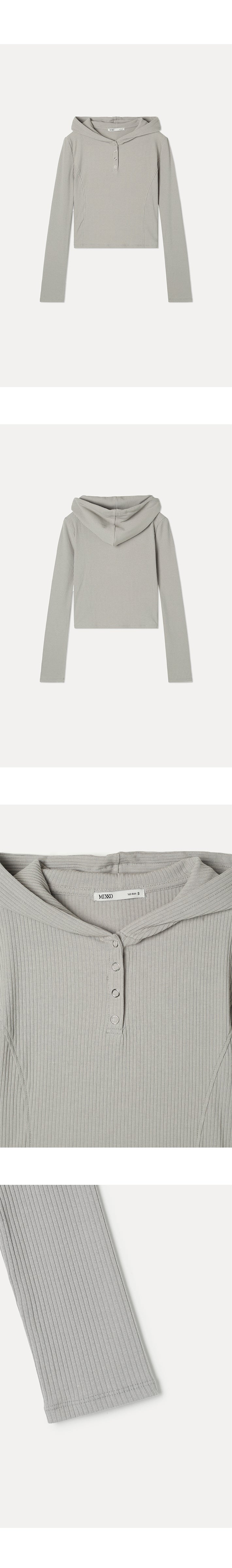 MIXXO - Hooded Snap Long Sleeve T-Shirt