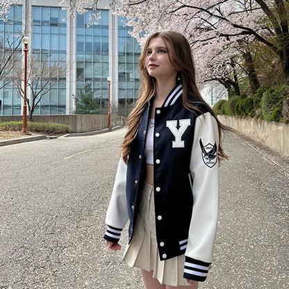 Yonsei University Signature Lightweight Baseball Jacket - Navy