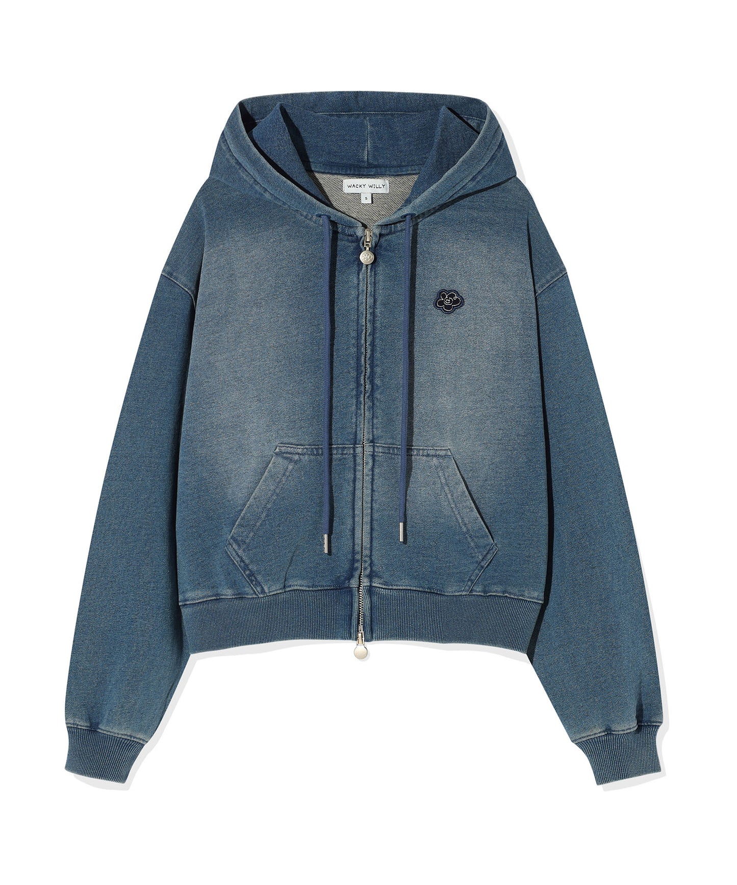 [Aespa Giselle's Wear] WACKY WILLY Women's Denim Washed Crop Hooded Zip-Up / Cargo Pants