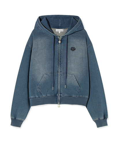 [Aespa Giselle's Wear] WACKY WILLY Women's Denim Washed Crop Hooded Zip-Up / Cargo Pants