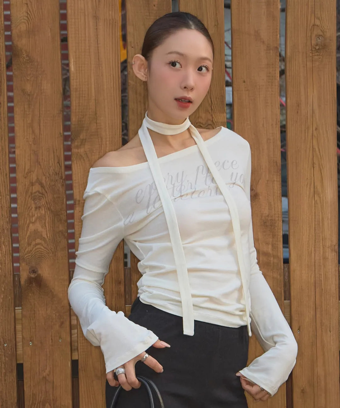 Leterie Off-Shoulder Tie Long Sleeve