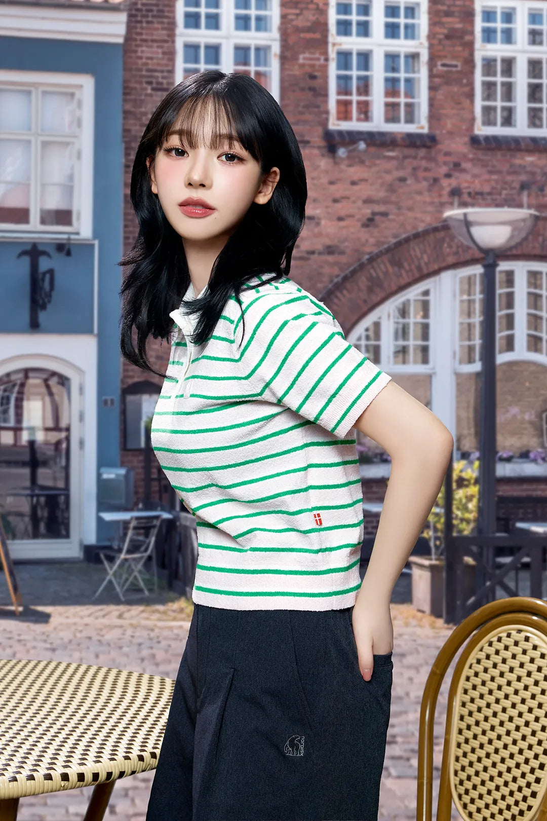 [Aespa Karina PIck] 26 Summer Nordisk Short-Sleeve Striped Sweater - W
