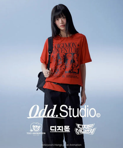 [Digimon X Odd Studio] Children & Partner Digimon Overfit T-shirt