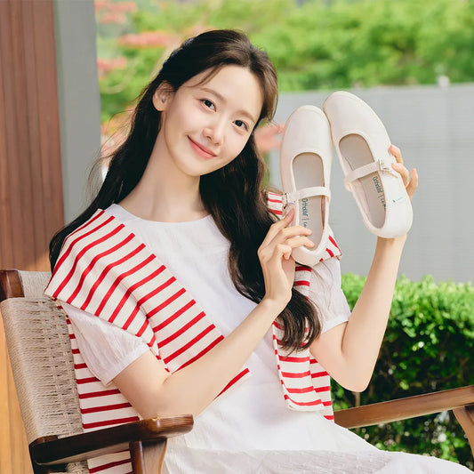 [Lim Yoona X LE MOUTON] Wool Flat Mary Jane Shoes