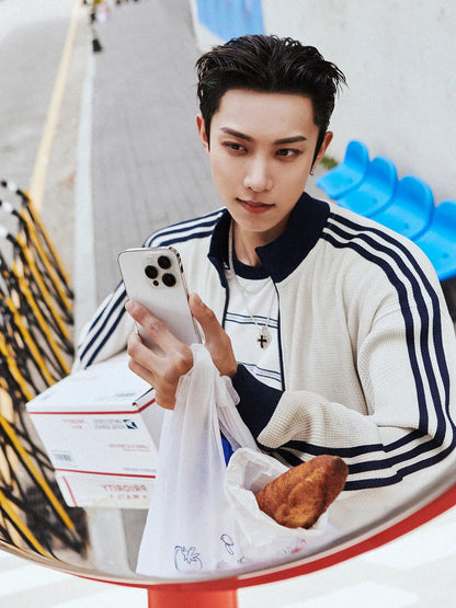 [LNGSHOT Pick] Adidas Oversized Waffle Knit Track Top - Alumina