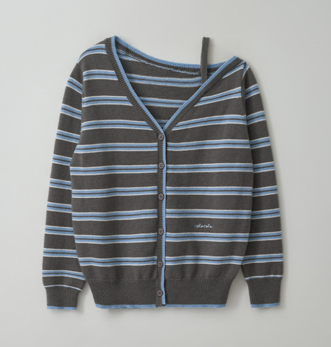 IVE Wonyoung Worn - ONE OFF SHOULDER STRIPE WOOL BLENDED